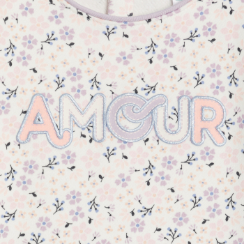 سترة من الصوف الناعم منمقة برسوم، باللون الأبيض للفتيات الصغيرات